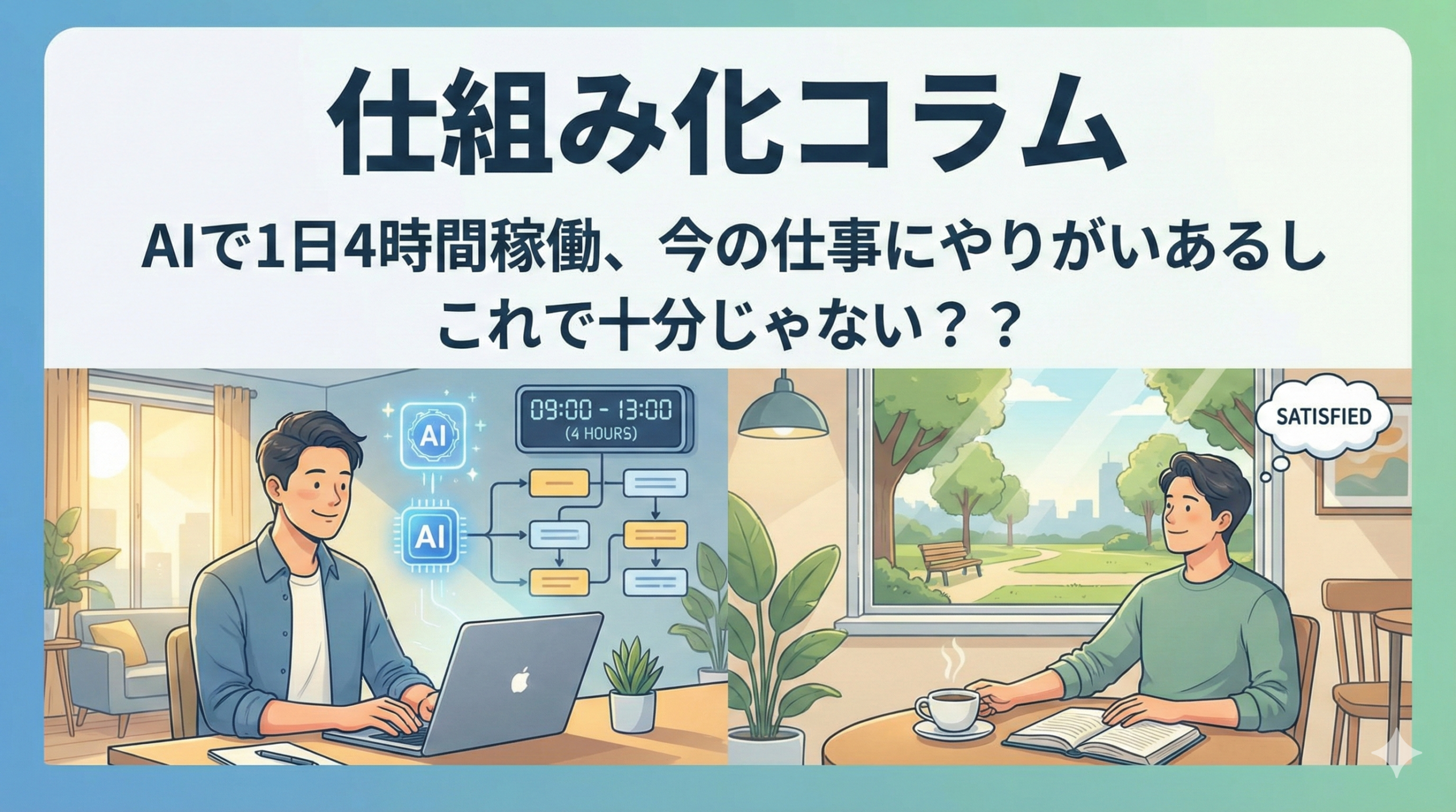 仕組み化コラム　AIで1日4時間稼働、今の仕事にやりがいあるしこれで十分じゃない？？